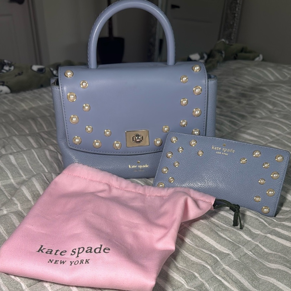 Kate Spade Blue Handbag and Cardholder Set